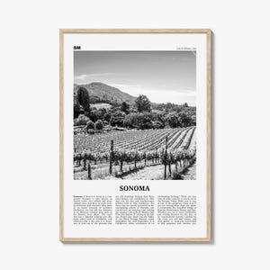 Sonoma Print Black and White, Sonoma Wall Art, Sonoma Poster, Sonoma Photo, Sonoma Wall Decor, California, USA, United States, North America
