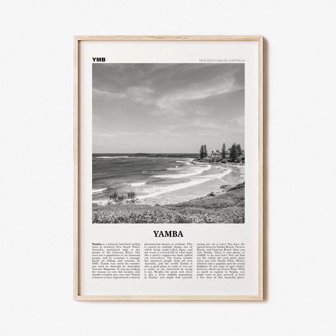 Yamba Print Black and White, Yamba Wall Art, Yamba Poster, Yamba Photo