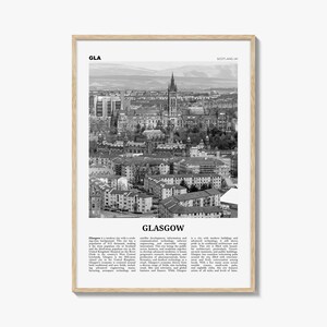 Glasgow Print Schwarzweiß, Glasgow Wandkunst, Glasgow Poster, Glasgow Foto, Glasgow Wanddekor, Schottland, Großbritannien, Großbritannien, Europa