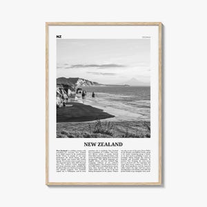 New Zealand Black and White Photography Print: Coastal Landscape