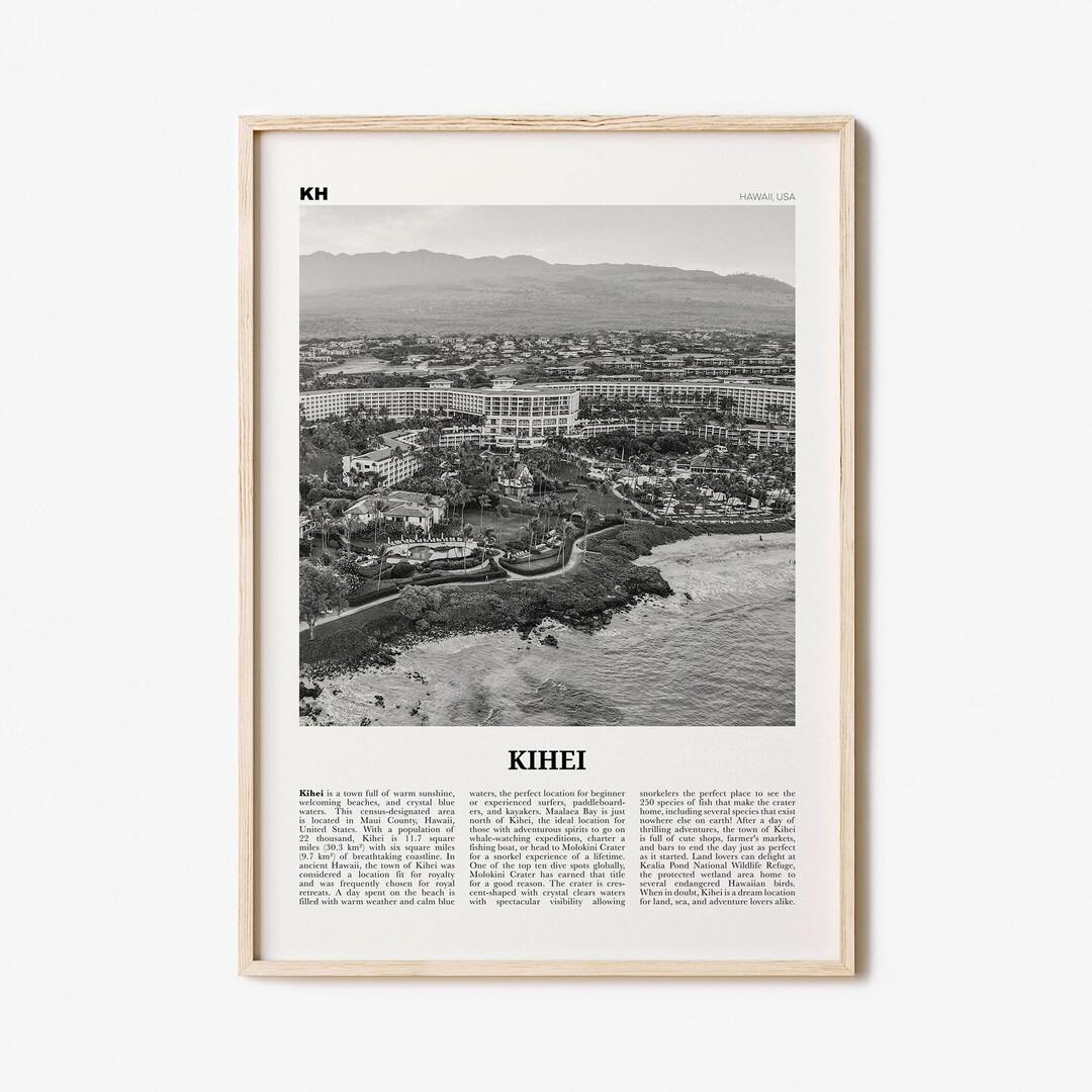 Kihei Print Black and White Kihei Wall Art Kihei Poster Etsy
