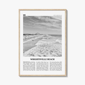 Wrightsville Beach Print zwart-wit nr. 1, Wrightsville Beach kunst aan de muur, Wrightsville Beach poster, Wrightsville, North Carolina, VS
