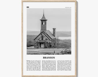 Branson Poster Print Black and White, Historic Church Photo, Missouri Travel Wall Art, USA