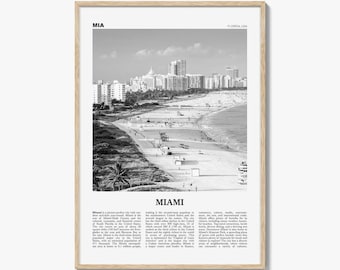 Miami Print Black and White No 1, Miami Wall Art, Miami Poster, Miami Photo, Miami Wall Decor, Miami Beach, Florida, USA, United States