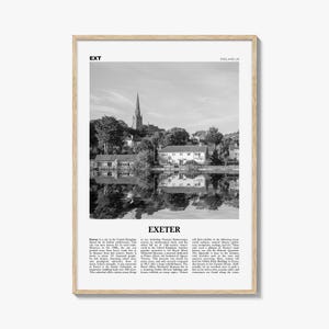 Exeter Print Black and White, Exeter Wall Art, Exeter Poster, Exeter Photo, Exeter Wall Décor, Exeter Map, England