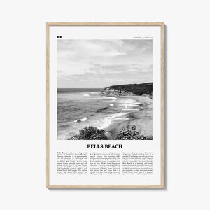 Impression noir et blanc Bells Beach, art mural Bells Beach, affiche Bells Beach, photo Bells Beach, décoration murale Bells Beach, carte Bells Beach