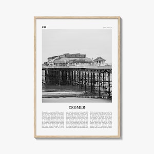 Cromer Print Black and White, Cromer Wall Art, Cromer Poster, Cromer Photo, Cromer Wall Décor, England, UK, United Kingdom, Norfolk