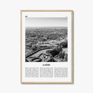 Impresión de Lacio en blanco y negro, Arte de la pared de Lacio, Cartel de Lacio, Foto de Lacio, Decoración de la pared de Lacio, Mapa de Lacio, Francia