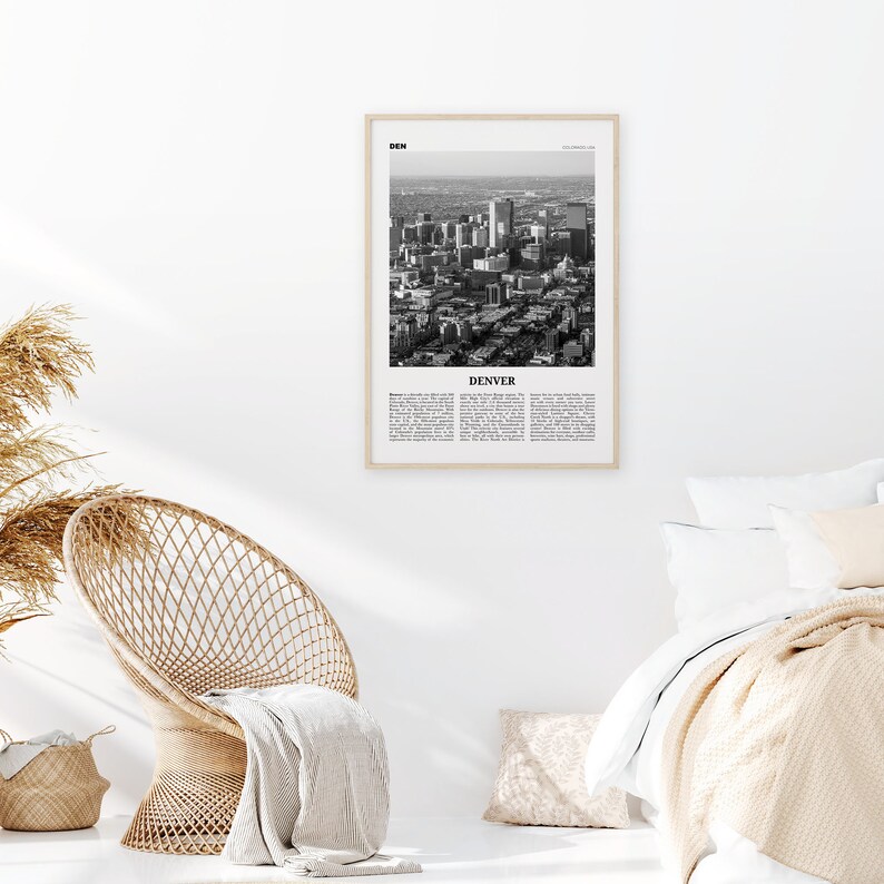 Denver Print Black and White Downtown Denver Wall Art Denver Etsy