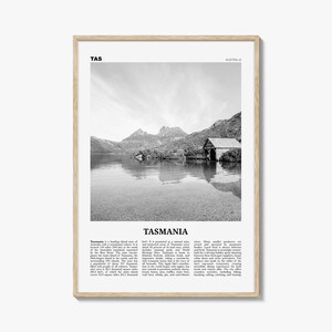 Tasmanië print zwart-wit nr. 2, Tasmanië kunst aan de muur, Tasmanië poster, Tasmanië foto, TAS, Tassie, Hobart, Australië, Oceanië