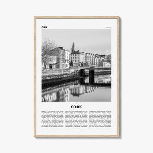 Kork Print Schwarzweiß, Kork Wandkunst, Kork Poster, Kork Foto, Kork Wanddekor, Corcaigh, Irland, Munster