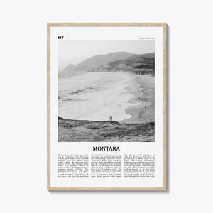 Montara Print Black and White, Montara Wall Art, Montara Poster, Montara Photo, Montara Map, California, USA, United States