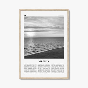 Stampa Virginia in bianco e nero n. 3, Arte murale Virginia, Poster Virginia, Foto Virginia, Decorazione murale Virginia, Mappa Virginia, Stati Uniti