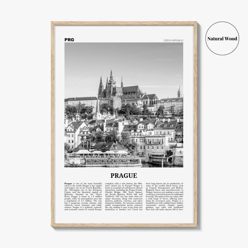 Prague Poster Print Black and White, Prague Castle Photo, Czech Republic Wall Art image 6