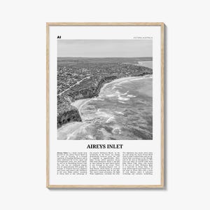 Aireys Inlet print zwart-wit, Aireys Inlet kunst aan de muur, Aireys Inlet poster, Aireys Inlet foto, Aireys Inlet decor, Victoria, Australië
