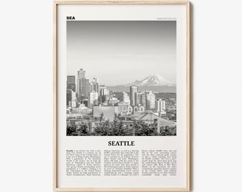 Seattle Print Black and White No 1, Seattle Wall Art, Seattle Poster, Seattle Photo, Seattle Decor, Washington, USA, United States