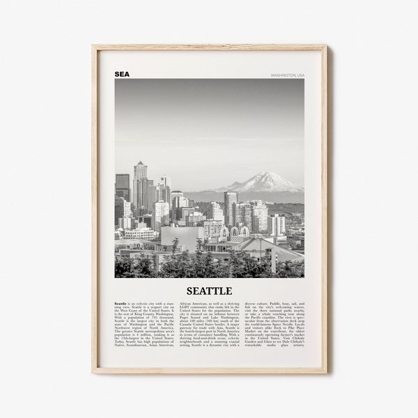 Seattle Print Black and White No 1, Seattle Wall Art, Seattle Poster, Seattle Photo, Seattle Decor, Washington, USA, United States