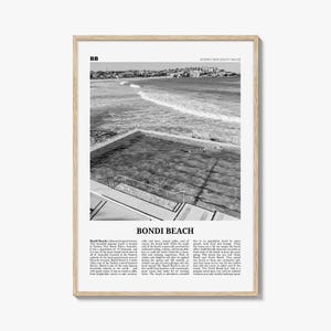 Bondi Beach Print Black and White No 1, Bondi Beach Wall Art, Bondi Beach Poster, Bondi Beach Photo, Sydney Poster Print, Australia, Oceania