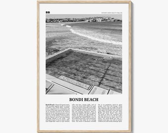 Bondi Beach Print Black and White No 1, Bondi Beach Wall Art, Bondi Beach Poster, Bondi Beach Photo, Sydney Poster Print, Australia, Oceania