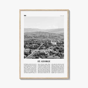 St George Print Black and White, St. George Wall Art, St. George Poster, St. George Photo, St. George Wall Décor, St. George Map, Utah, USA
