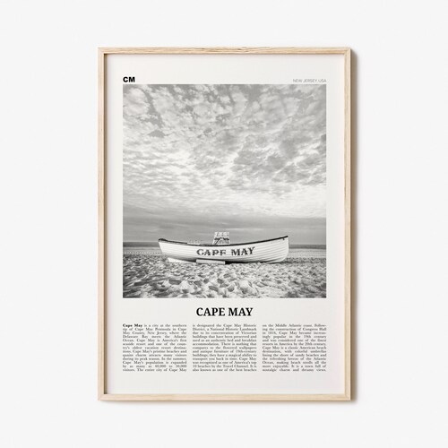 Cape May Print Black and White Cape May Wall Art Cape May Etsy