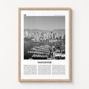 Vancouver Print Black and White, Vancouver Harbor Wall Art, British Columbia, Canada