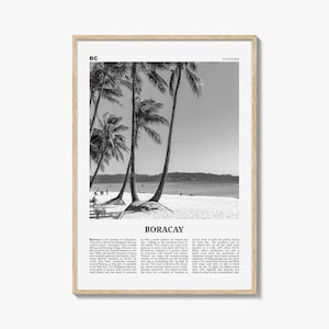 Boracay Poster Print Black and White, Philippines Travel Wall Art, Beach Photography Decor