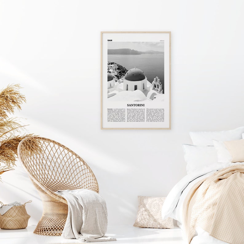 Santorini Print Black and White Santorini Wall Art Santorini Etsy
