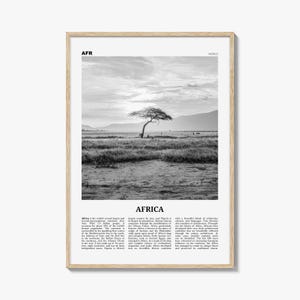 Africa Print Black and White, Africa Wall Art, Africa Poster, Africa Photo, Africa Wall Decor, Continent Art Print