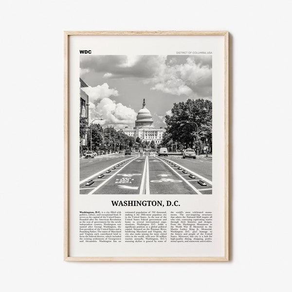 Washington DC Print Black and White No 1, Washington Wall Art, Washington, District of Columbia, USA, United States, North America