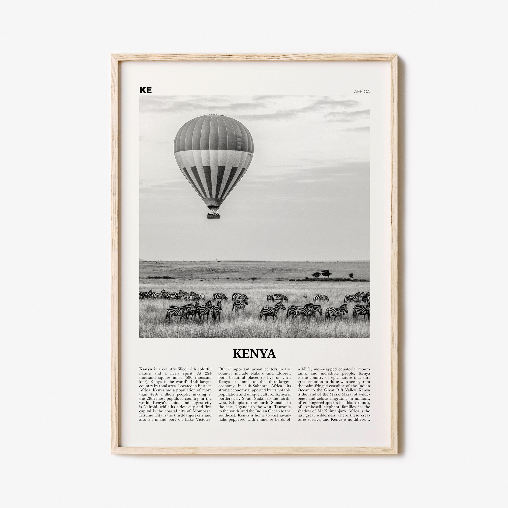 Kenya Print Black and White Kenya Wall Art Kenya Poster Etsy