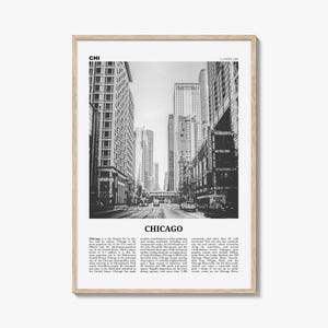 Chicago Poster Print Black and White, Illinois Travel Wall Art, Midwest Decor, USA Photography