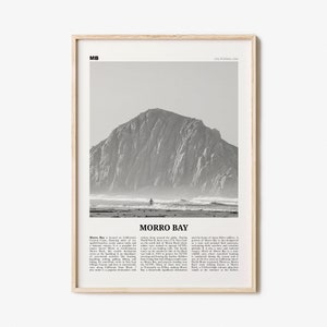 Morro Bay Print Black and White No 1, Morro Bay Wall Art, Morro Bay Poster, Morro Bay Photo, California, USA, United States, North America