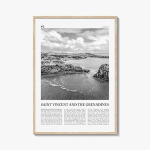Saint Vincent and the Grenadines Print Black and White, Saint Vincent Wall Art, Saint Vincent Poster, Lesser Antilles, Caribbean