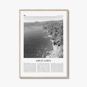 Great Lakes Print Black and White, Great Lakes Wall Art, Great Lakes Poster, Great Lakes Photo, Great Lakes Wall Décor, Great Lakes Map