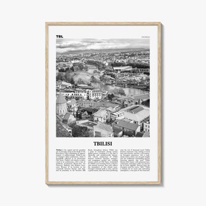 Tbilisi Print Schwarzweiß, Tbilisi Wandkunst, Tbilisi Poster, Tbilisi Foto, Tbilisi Wanddekor, Georgien, თბილისი, Tiflis, Fluss Kura