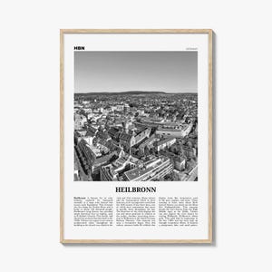 Heilbronn print zwart-wit, Heilbronn Wall Art, Heilbronn poster, Heilbronn foto, Heilbronn wanddecoratie, Heilbronn kaart, Duitsland