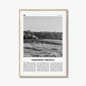 Northern Virginia Print Black and White, Northern Virginia Wall Art, Northern Virginia Poster, Northern Virginia Photo, North Virginia Map