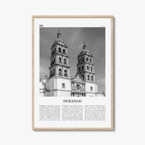Durango print zwart-wit Mexico, Durango muurkunst, Durango poster, Durango foto, Durango wanddecoratie, Durango kaart