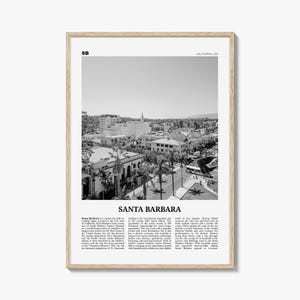 Santa Barbara Print Black and White No 4, Santa Barbara Wall Art, Santa Barbara Poster, California, USA, United States, North America