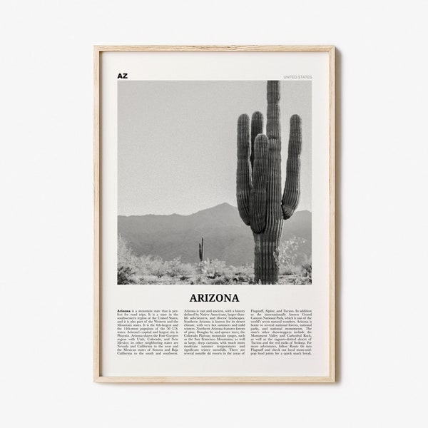 Arizona Print Black and White No 1, Arizona Wall Art, Arizona Poster, Arizona Photo, Arizona Wall Decor, USA, United States, North America