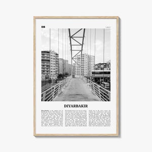 Diyarbakir Print Schwarzweiß, Diyarbakir Wandkunst, Diyarbakir Poster, Diyarbakir Foto, Diyarbakir Wanddeko, Diyarbakir Karte, Türkei