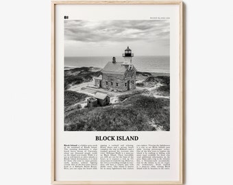 Block Island Print Black and White, Block Island Wall Art, Block Island Poster, Block Island Photo, Block Island Décor, Rhode Island, USA