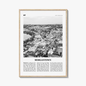 Morgantown Print Black and White, Morgantown Wall Art, Morgantown Poster, Morgantown Photo, Morgantown Map, West Virginia, USA United States