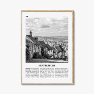 Shaftesbury Print Black and White, Shaftesbury Wall Art, Shaftesbury Poster, Shaftesbury Photo, Shaftesbury Map, England, UK, United Kingdom