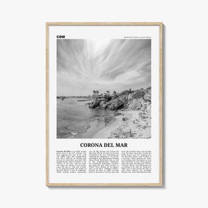 Corona del Mar Print Black and White, Corona del Mar Wall Art, Corona del Mar Poster, Corona del Mar Photo, Newport Beach, California