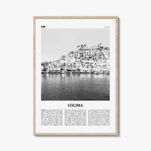 Colima Poster Print Black and White, Mexico Travel Wall Art, Coastal City Photography