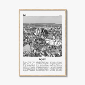 Impresión de Dijon en blanco y negro, Arte de la pared de Dijon, Cartel de Dijon, Foto de Dijon, Decoración de la pared de Dijon, Mapa de Dijon, Francia