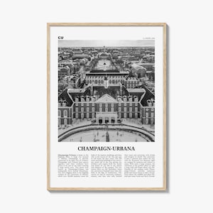Champaign-Urbana Poster Print Black and White, University of Illinois Photo, Wall Art