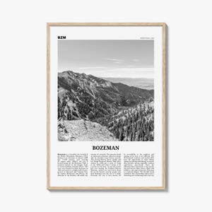 Impressão em preto e branco de Bozeman, arte de parede de Bozeman, pôster de Bozeman, foto de Bozeman, mapa de Bozeman, Montana, EUA, Estados Unidos